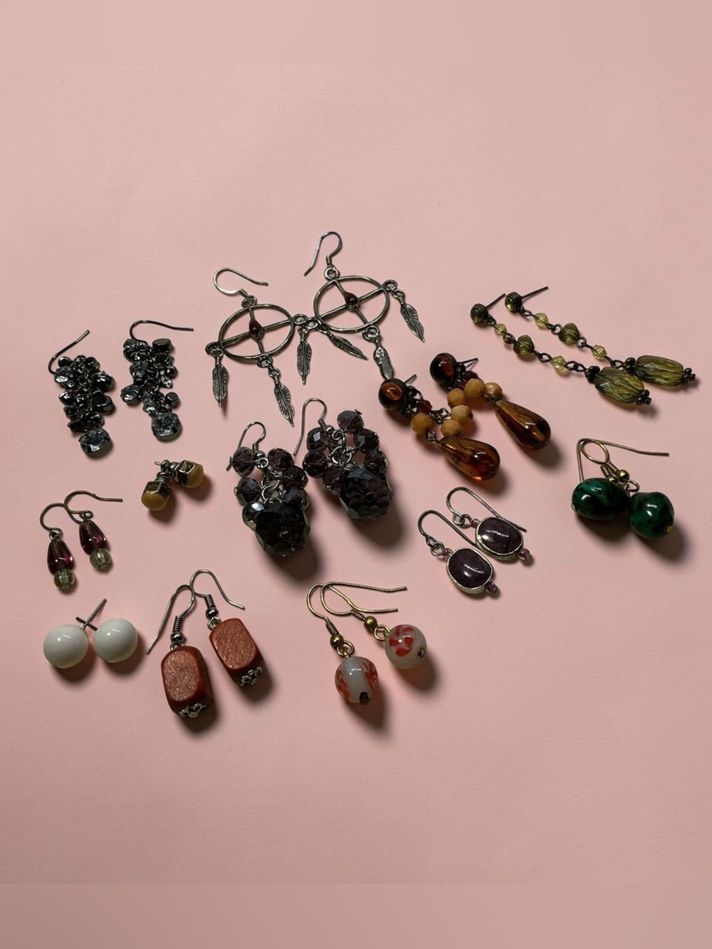 Dangle Post Earring Lot 12 Pair Mixed Vintage & Modern